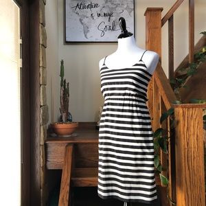 J Crew Black & White Striped Mini Dress Sz 0